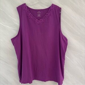 CJ Banks 3X Purple Lace V-Neck Sleeveless Layer Your Look Top